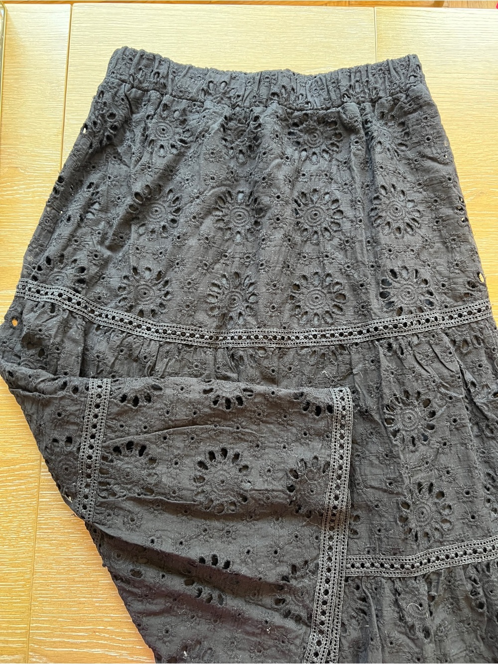 Ultra Pink Black Eyelet Tiered Maxi Skirt
